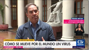 Opinión del Dr. Dr. Miguel O´Ryan, investigador Instituto Ciencias Biomédicas, ICBM, Facultad de Medicina, Universidad de Chile, sobre el coronavirus Chino, transmitida por Chilevisión