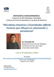 Video Conferencia : “Microbiota intestinal y Clostridioides difficile: Factores que influyen en colonización y persistencia”