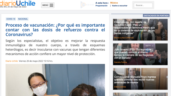 Entrevista a Dr. Ricardo Soto Rifo en Radio U. de Chile online, sobre dosis de refuerzo contra Covid-19.