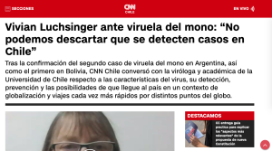Entrevista a Dra. Vivian Luchsinger en CNN Chile online sobre eventual llegada a Chile de viruela del mono.