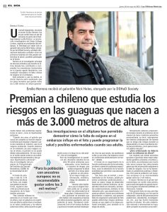 Entrevista Dr. Emilio Herrera en LUN por investigación de riesgos de niños que nacen a grandes alturas