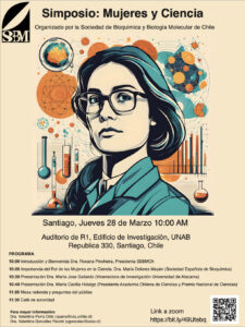 Invitación Simposio Mujeres y Ciencia SBBMCh, 28 de marzo, híbrido.