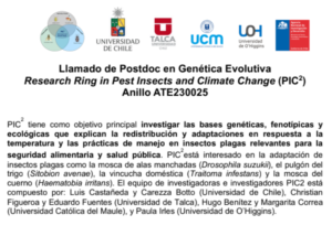 Llamado de Postdoc en Genética EvolutivaResearch Ring in Pest Insects and Climate Change (PIC2)Anillo ATE230025