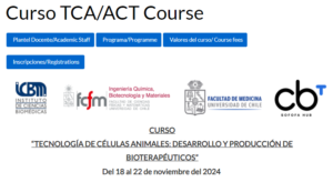 Curso Tecnología de Células Animales (TCA) en plataformas