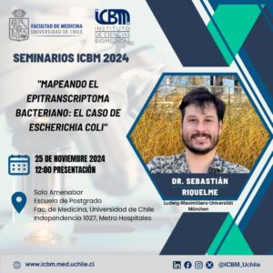 Seminarios ICBM 2024 – 25 noviembre 12h – Dr. Sebastián Riquelme – «Mapeando el Epitranscriptoma Bacteriano: El Caso de Escherichia coli»